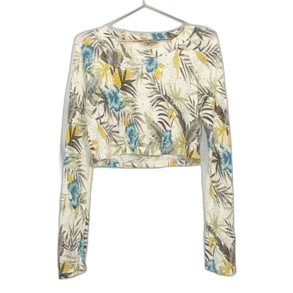 Show Me Your Mumu Cher Tropical Floral Long Sleeve Lace Crop Top New NWOT Medium - Picture 1 of 7